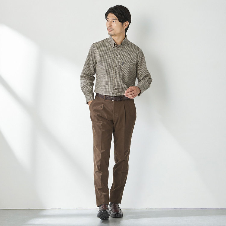 スタンリーブラッカ 【stanley blacker new york】【秋冬】ハイブリッドコーデュロイスラックス/裾上げ必要 茶中間