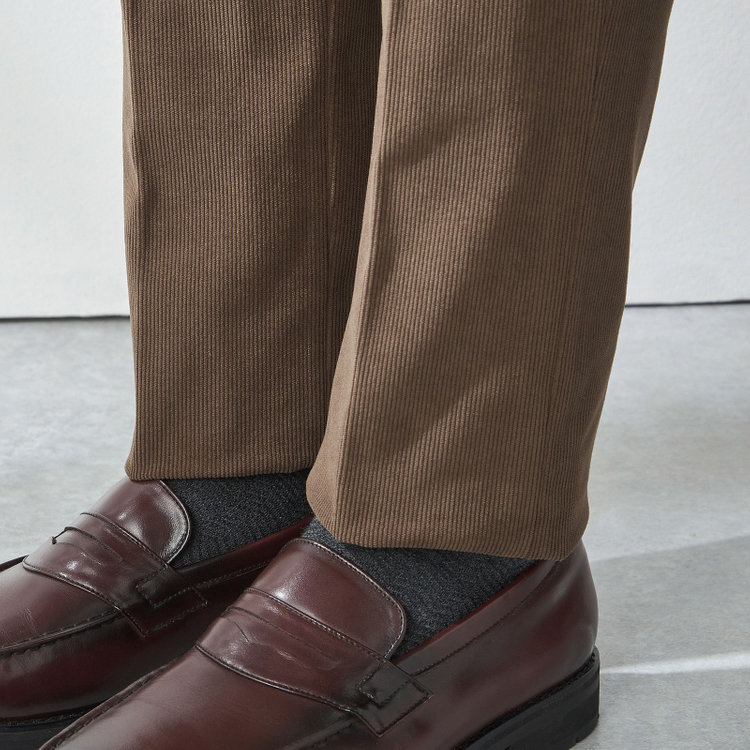 スタンリーブラッカ 【stanley blacker new york】【秋冬】ハイブリッドコーデュロイスラックス/裾上げ必要 茶中間