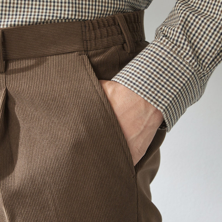 スタンリーブラッカ 【stanley blacker new york】【秋冬】ハイブリッドコーデュロイスラックス/裾上げ必要 茶中間