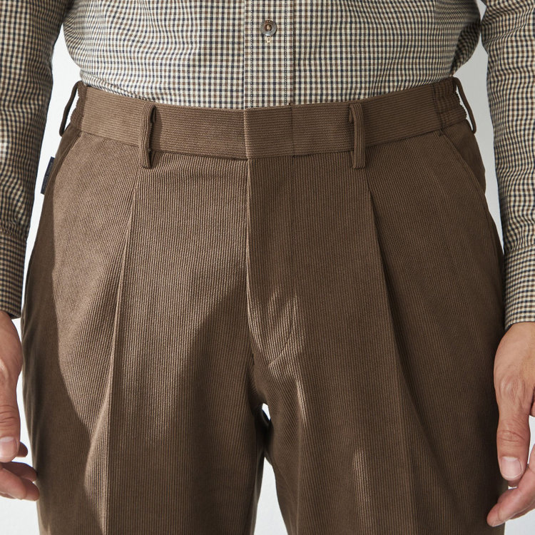 スタンリーブラッカ 【stanley blacker new york】【秋冬】ハイブリッドコーデュロイスラックス/裾上げ必要 茶中間