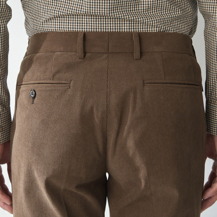 スタンリーブラッカ 【stanley blacker new york】【秋冬】ハイブリッドコーデュロイスラックス/裾上げ必要 茶中間