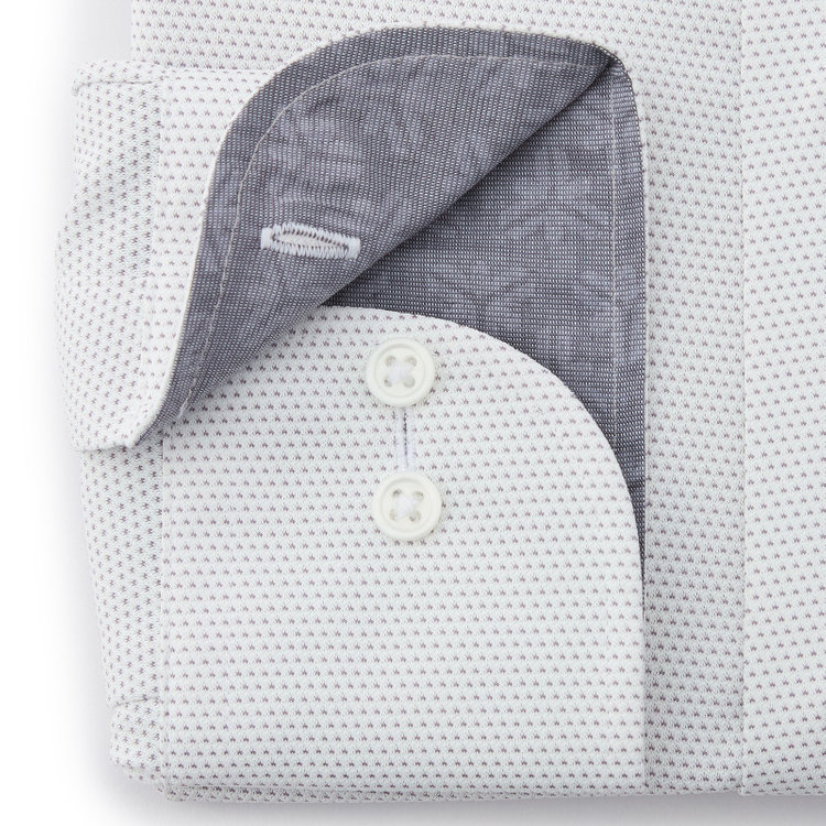 ドナートヴィンチウォモ 【FREEZETECH 氷撃：酷暑対策シャツ】【Donato Vinci Italy Uomo】【STYLISH】【ノーアイロン】ワイドカラードレスワイシャツ/グレー＆ホワイト×ドビー/襟裏別布/ULTRA MOVE/ニット素材 グレー淡色