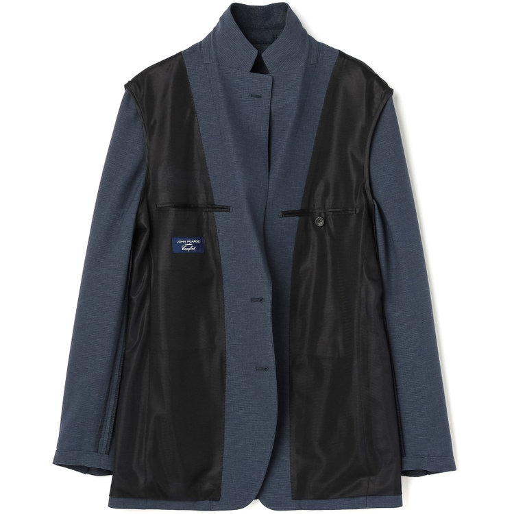 ＪＰコンフォート ネイビー  【JOHN PEARSE comfort navy】【春夏】2釦シングルジャケット/ブルー×ドットエアー＆カラミ織り 青中間