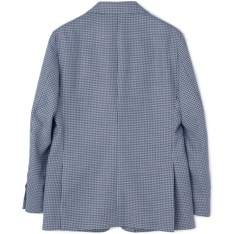 スタンリーブラッカ 【stanley blacker new york】【春夏】3釦段返りシングルジャケット/ネイビー＆サックス×ハウンドトゥース 紺中間