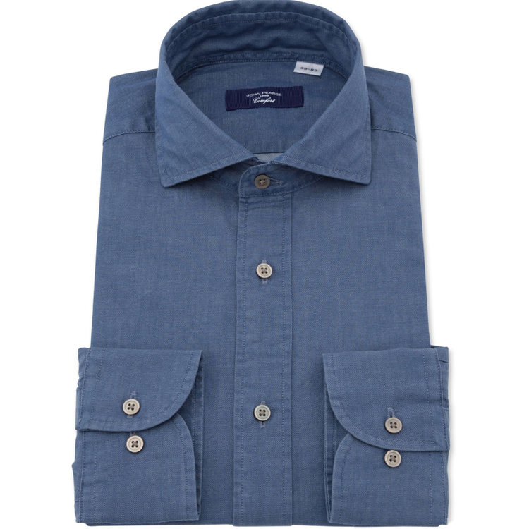 ＪＰコンフォート ネイビー 【JOHN PEARSE comfort navy】ホリゾンタルワイドワイシャツ/ブルー 青濃色