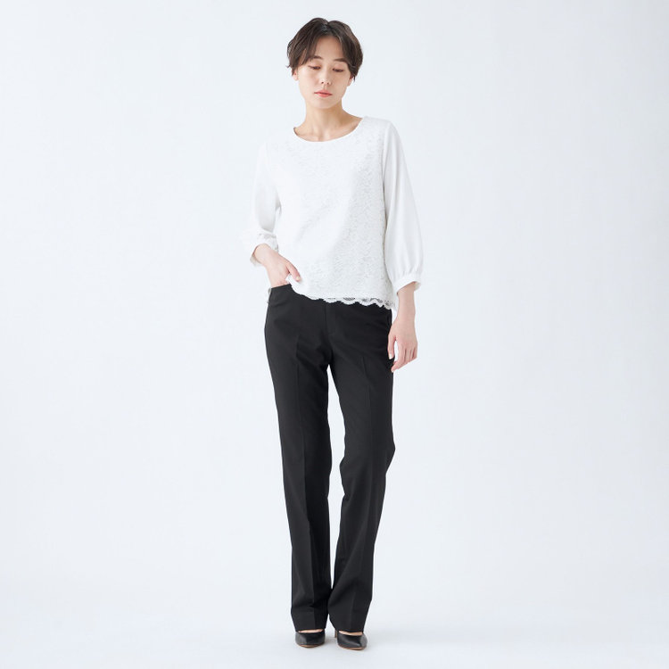 ナチュラル　ビューティー 【NATURAL BEAUTY】【年間】ストレートラインパンツ/ブラック/※裾上げ済み仕様 黒