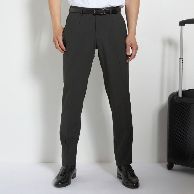 ＪＰ コンフォート 【JOHN PEARSE comfort】【春夏】ポリエステル ショートタックパンツ/カーキ×ハウンドトゥース/ウエストムーブ仕様/※裾上げ必要 黄淡色