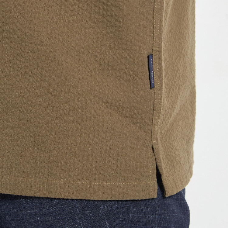 スタンリーブラッカ 【stanley blacker new york】【半袖】シアサッカーツーウェイシャツ/ブラウン 茶中間