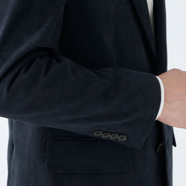 ＪＰ コンフォート 【JOHN PEARSE comfort navy】【秋冬】機能性ポリエステル素材 2釦シングルジャケット/ネイビー×コーデュロイ/ULTRA MOVE 紺濃色