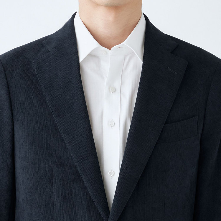ＪＰ コンフォート 【JOHN PEARSE comfort navy】【秋冬】機能性ポリエステル素材 2釦シングルジャケット/ネイビー×コーデュロイ/ULTRA MOVE 紺濃色
