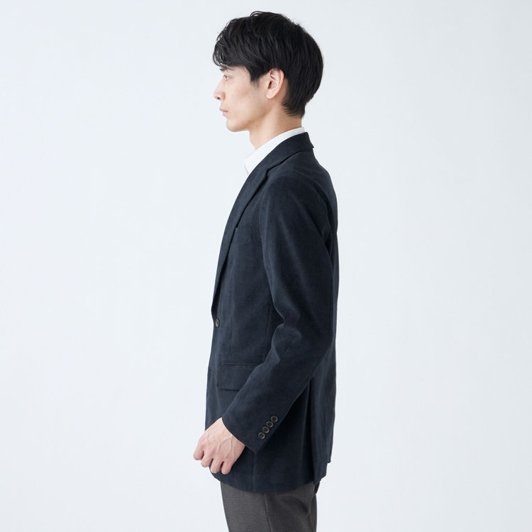 ＪＰ コンフォート 【JOHN PEARSE comfort navy】【秋冬】機能性ポリエステル素材 2釦シングルジャケット/ネイビー×コーデュロイ/ULTRA MOVE 紺濃色