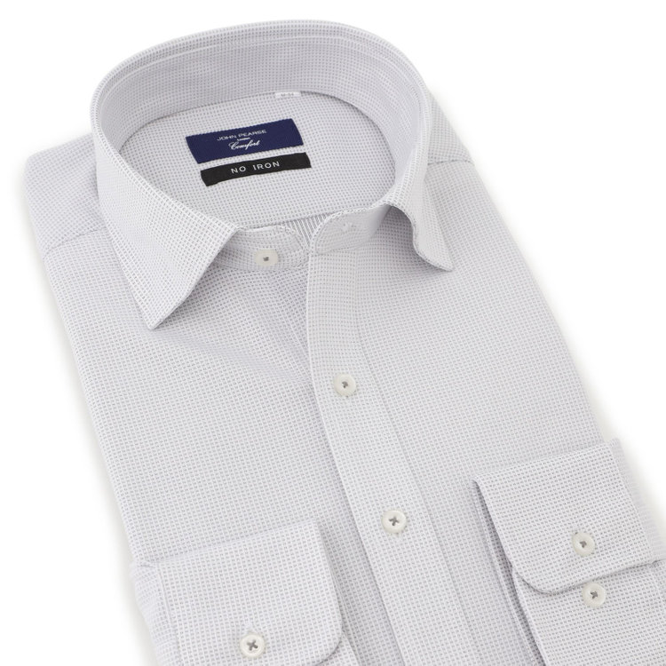 ＪＰコンフォート ネイビー 【JOHN PEARSE comfort navy】ワイドカラーワイシャツ/グレー×ドビー/ULTRA MOVE「ニット素材」「ノーアイロン」「ストレッチ」「高通気性」 グレー中間