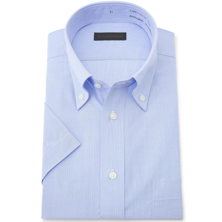 ＤＵＫＥ ＭＯＲＧＡ 【半袖】【DUKEMORGAN】【形態安定】ボタンダウンワイシャツ/ブルー 青濃色