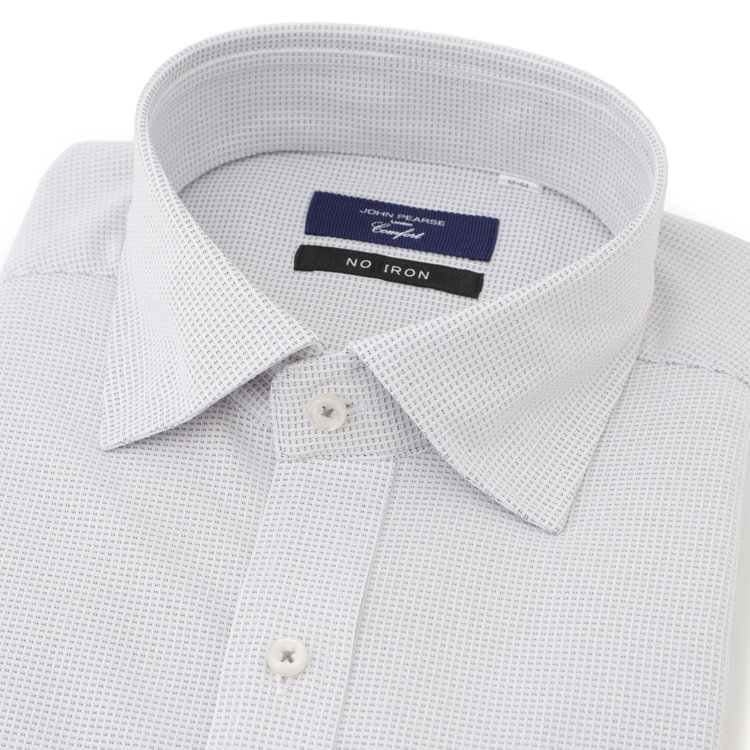 ＪＰコンフォート ネイビー 【JOHN PEARSE comfort navy】ワイドカラーワイシャツ/グレー×ドビー/ULTRA MOVE「ニット素材」「ノーアイロン」「ストレッチ」「高通気性」 グレー中間