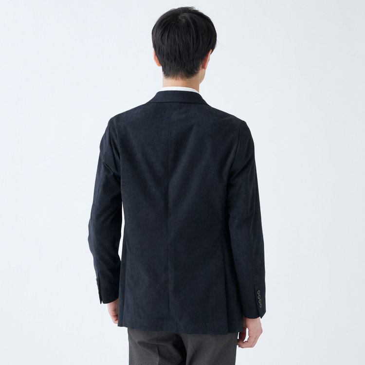 ＪＰ コンフォート 【JOHN PEARSE comfort navy】【秋冬】機能性ポリエステル素材 2釦シングルジャケット/ネイビー×コーデュロイ/ULTRA MOVE 紺濃色