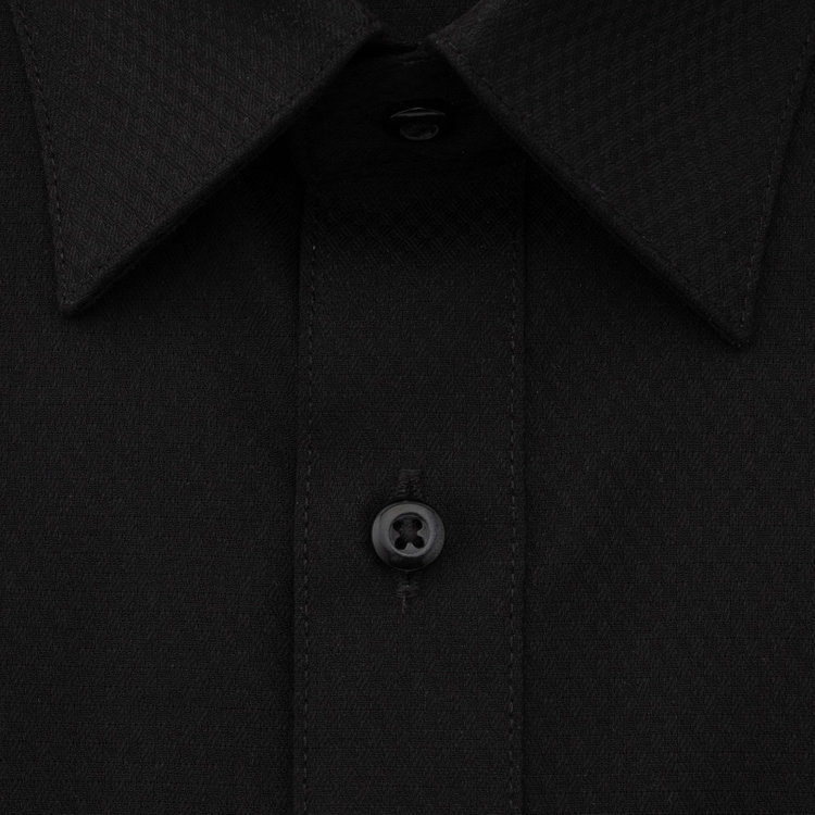 ジョンピアースブラック 【JOHN PEARSE Black】【SLIM】【形態安定】レギュラーカラーワイシャツ/ブラック×ドビー 黒