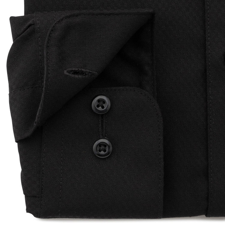 ジョンピアースブラック 【JOHN PEARSE Black】【SLIM】【形態安定】レギュラーカラーワイシャツ/ブラック×ドビー 黒