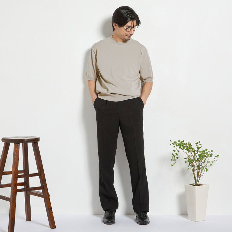 ジョンピアース 【JOHN PEARSE comfort navy】【半袖】ニットTシャツ/グレージュ グレー淡色