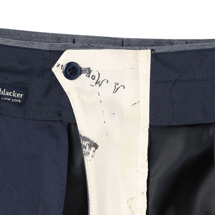 スタンリーブラッカ 【stanley blacker new york】【春夏】1タックパンツ/グレー×ソラーロヘリンボーン/ウエストムーブ/裾上げ必要 グレー中間