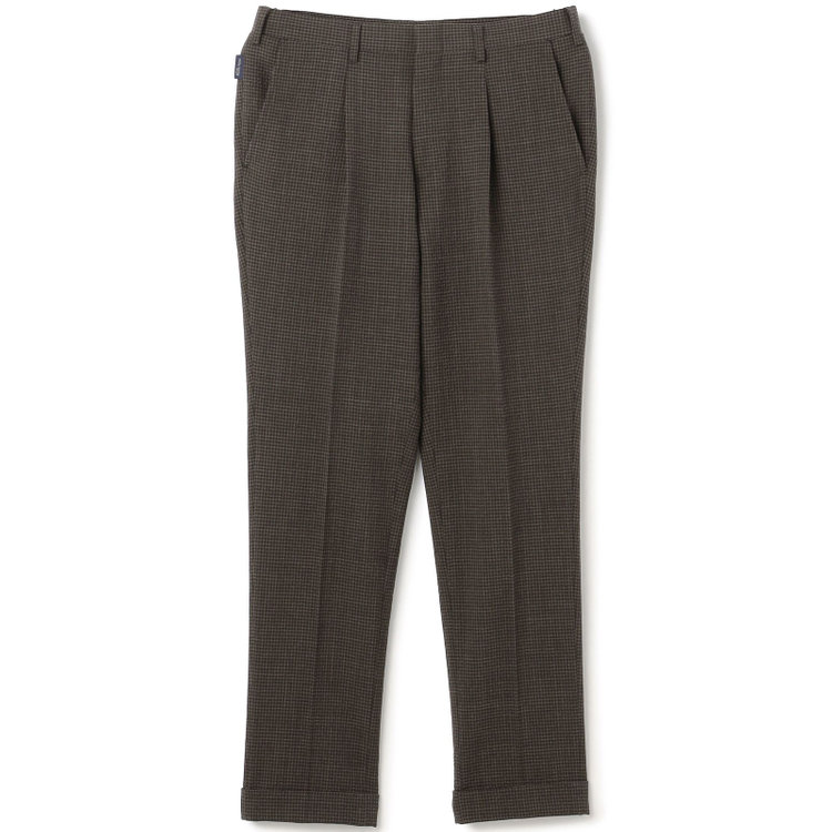 スタンリーブラッカ 【stanley blacker new york】【春夏】1タックパンツ/ブラウン×サッカー/ウエストムーブ/裾上げ必要 茶中間