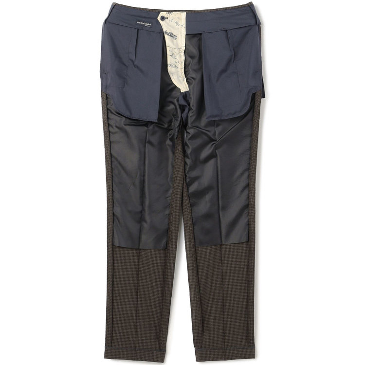 スタンリーブラッカ 【stanley blacker new york】【春夏】1タックパンツ/ブラウン×サッカー/ウエストムーブ/裾上げ必要 茶中間