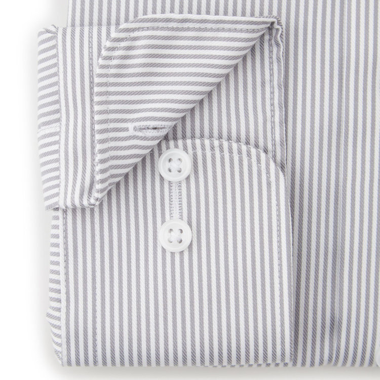 ドナートヴィンチウォモ 【Donato Vinci Italy Uomo】【スタイリッシュ】ボタンダウンワイシャツ/ホワイト＆グレー×ストライプ/「ULTRA MOVE COTTON」ノーアイロン・ストレッチ・コットン100% グレー淡色