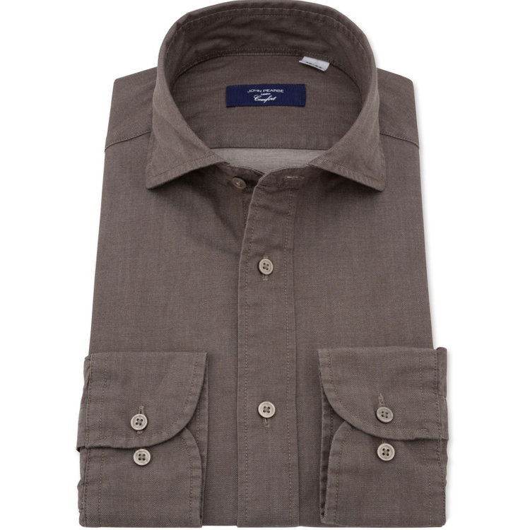 ＪＰコンフォート ネイビー 【JOHN PEARSE comfort navy】ホリゾンタルワイドドレスワイシャツ/ブラウン 茶中間