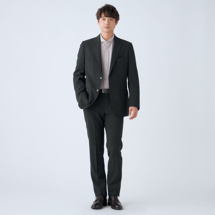 スタンリーブラッカ 【stanley blacker new york】【春夏】0タックパンツ/カーキ/ウエストシャーリング仕様/※裾上げ必要 緑濃色