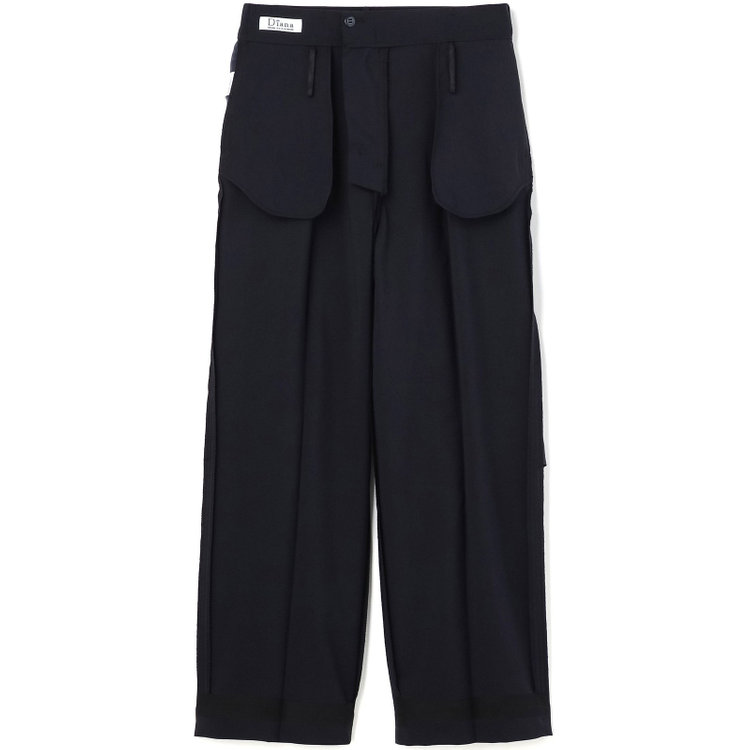 ソノタ（KONAKA用） 【Diana】【春夏】セミワイドパンツ/ネイビー×しわ加工麻調合繊/ウォッシャブル＆ストレッチ 紺中間