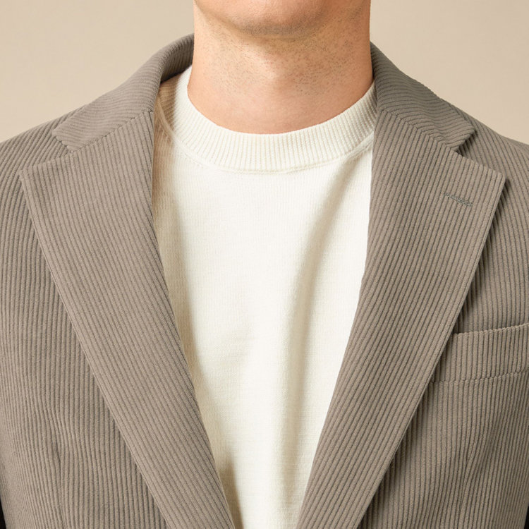 ＪＰコンフォート ネイビー 【JOHN PEARSE comfort navy】【秋冬】2釦シングルジャケット セットアップ対応/ブラウン×トリコットコーデュロイ/ULTRA MOVE/ ウォッシャブル 茶淡色