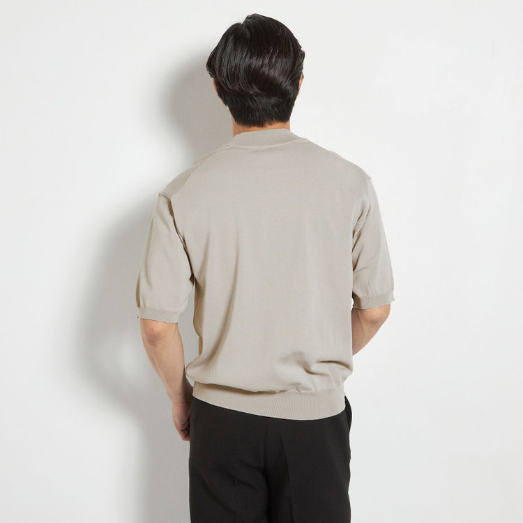 ジョンピアース 【JOHN PEARSE comfort navy】【半袖】ニットTシャツ/グレージュ グレー淡色