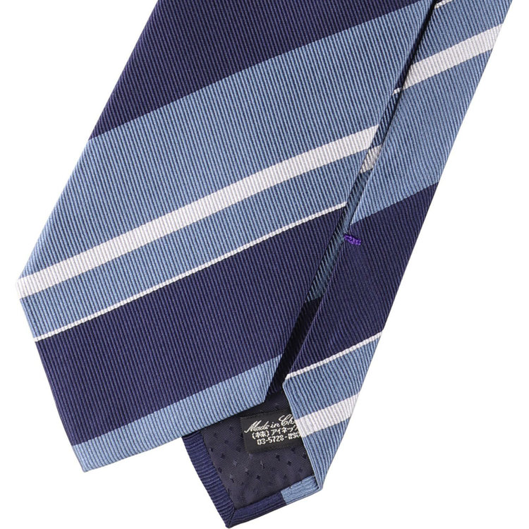 ジョンピアース 【JOHN PEARSE White】シルクストライプ柄ネクタイ/8.0cm;幅/ブルー×ネイビー×グレー グレー系(灰)