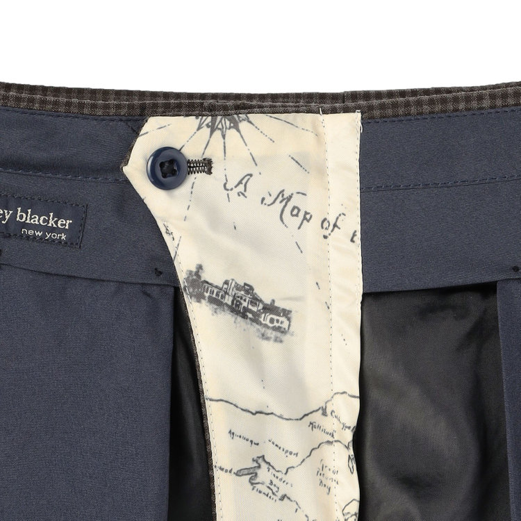 スタンリーブラッカ 【stanley blacker new york】【春夏】1タックパンツ/ブラウン×サッカー/ウエストムーブ/裾上げ必要 茶中間