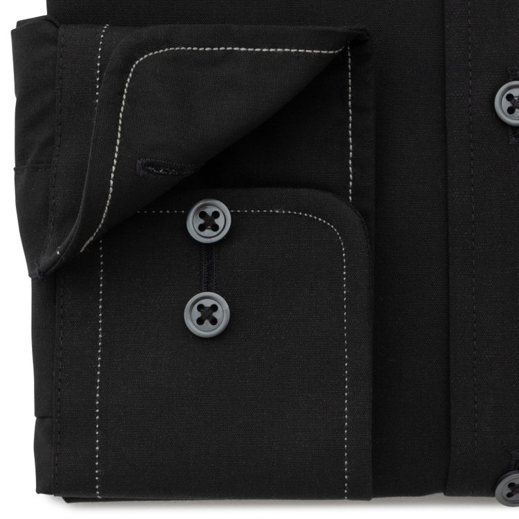 ＪＰ コンフォート 【JOHN PEARSE comfort navy】【STYLISH】【形態安定】ワイドカラードレスワイシャツ/ブラック/襟袖口ステッチ 黒