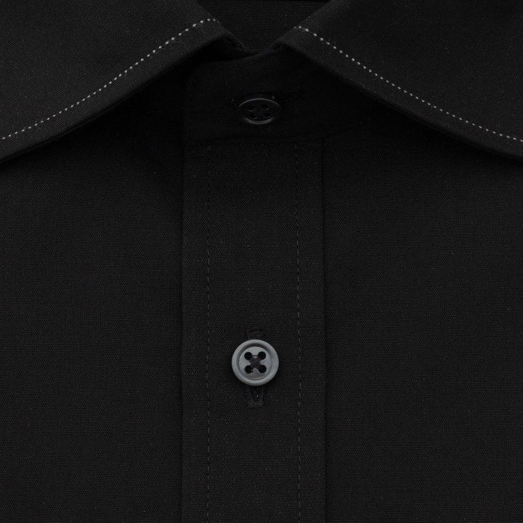 ＪＰ コンフォート 【JOHN PEARSE comfort navy】【STYLISH】【形態安定】ワイドカラードレスワイシャツ/ブラック/襟袖口ステッチ 黒