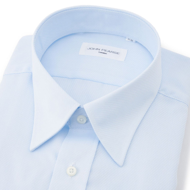ジョンピアース 【JOHN PEARSE White】【形態安定】レギュラーカラードレスシャツ/ブルー×ドビーツイル/Oil guard 青淡色