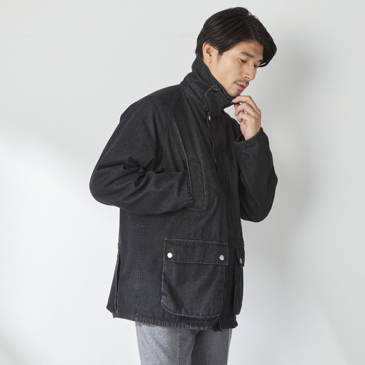 スタンリーブラッカ 【stanley blacker new york】【秋冬】デニムハンティングジャケット/ブラック 黒