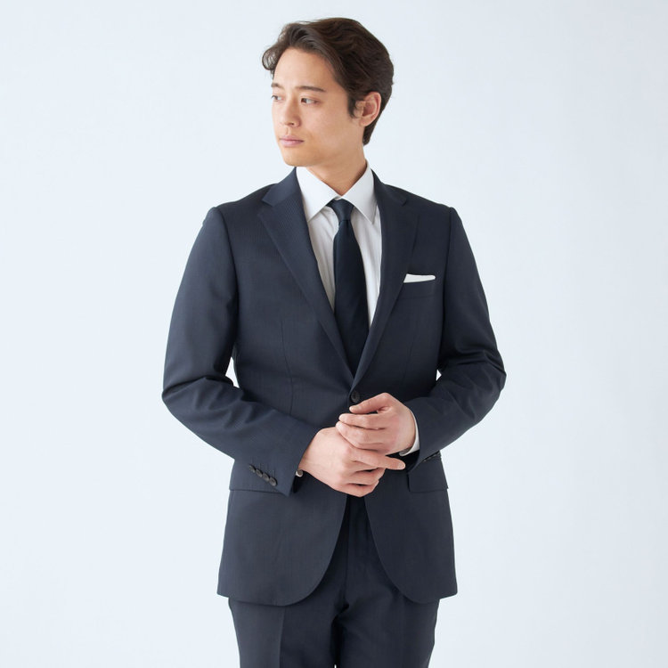 ドナートヴィンチウォモ 【Donato Vinci Italy UOMO】【春夏】2釦シングルスーツ 0タック/ネイビー×シャドーストライプ/NEW ZEALAND WOOL/REAL NAVY/COOL REFLECTION/SustainaBee Wool/※裾上げ必要 紺中間