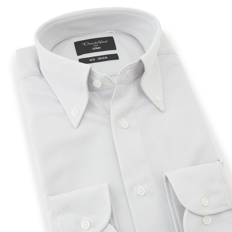 ドナートヴィンチウォモ 【Donato Vinci Italy Uomo】【STYLISH】【ノーアイロン】ボタンダウンドレスワイシャツ/グレー×ドビー/ULTRA MOVE/オイルガード/ニット素材 グレー中間