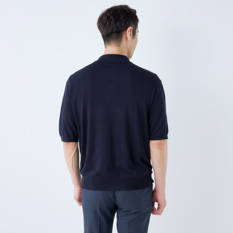 ＪＰコンフォート ネイビー 【半袖】ニットポロシャツ/ネイビー 紺中間