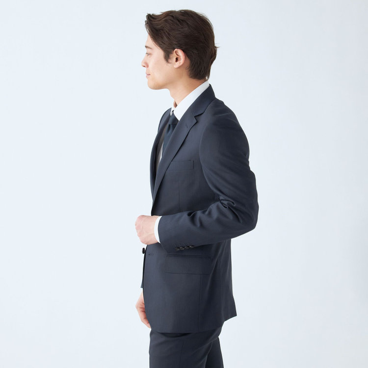 ドナートヴィンチウォモ 【Donato Vinci Italy UOMO】【春夏】2釦シングルスーツ 0タック/ネイビー×シャドーストライプ/NEW ZEALAND WOOL/REAL NAVY/COOL REFLECTION/SustainaBee Wool/※裾上げ必要 紺中間