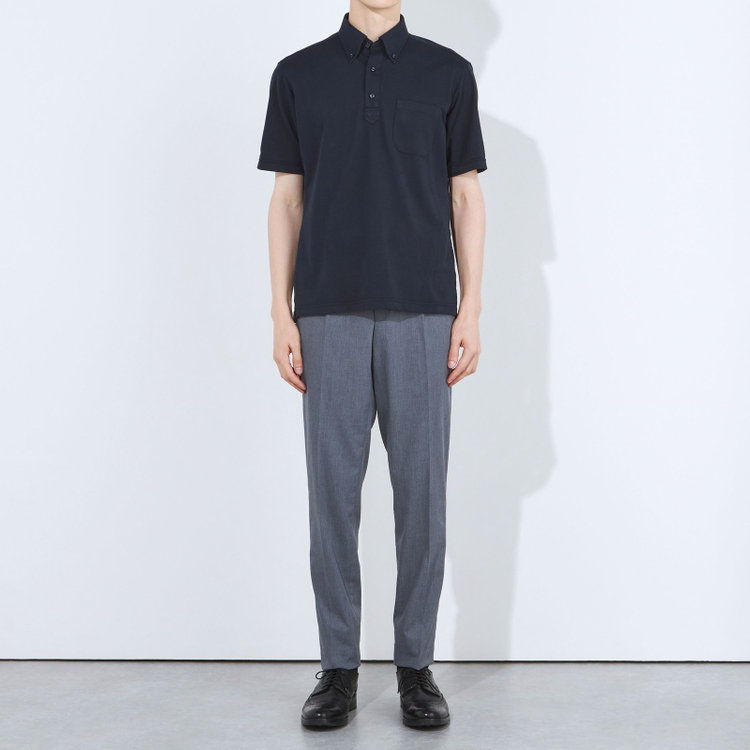 ＪＰコンフォート ネイビー 【半袖】【JOHN PEARSE comfort navy】【ノーアイロン】ボタンダウンビズポロシャツ プルオーバータイプ/ネイビー/ULTRA MOVE/ニット素材 青濃色