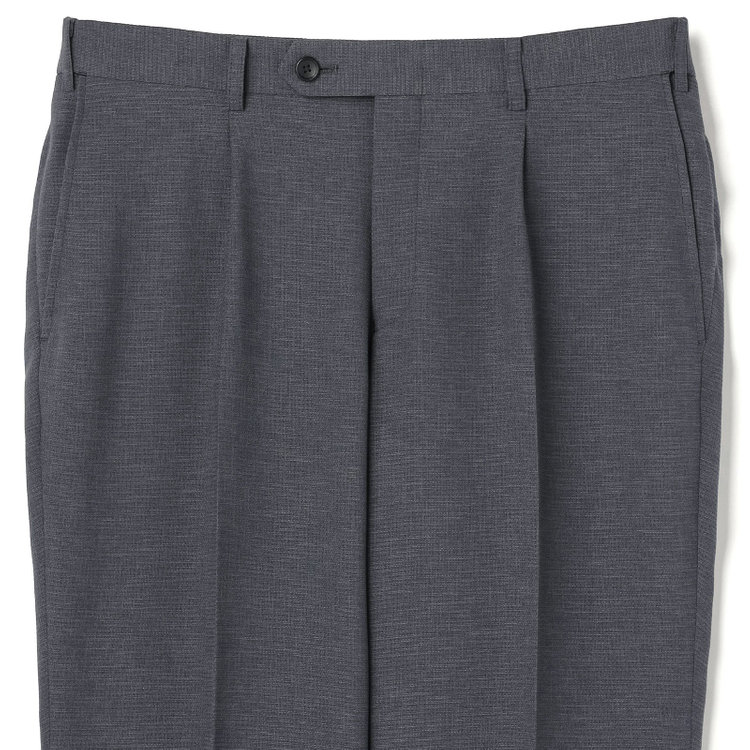 ＪＰコンフォート ネイビー 【JOHN PEARSE comfort navy】【春夏】1タックパンツ/グレー×ドットエアー＆カラミ織り/ウエストムーブ仕様/※裾上げ必要 グレー中間