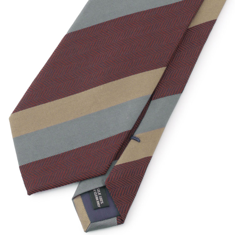 ジョンピアース 【JOHN PEARSE White】シルクストライプ柄ネクタイ/8.0㎝幅/ワイン その他