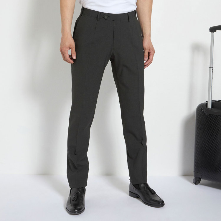 ＪＰ コンフォート 【JOHN PEARSE comfort】【春夏】ポリエステル ショートタックパンツ/カーキ×ハウンドトゥース/ウエストムーブ仕様/※裾上げ必要 黄淡色