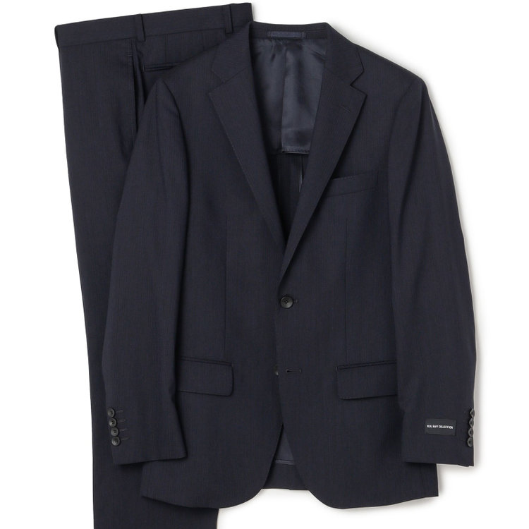 ドナートヴィンチウォモ 【Donato Vinci Italy UOMO】【春夏】2釦シングルスーツ 0タック/ネイビー×シャドーストライプ/NEW ZEALAND WOOL/REAL NAVY/COOL REFLECTION/SustainaBee Wool/※裾上げ必要 紺中間