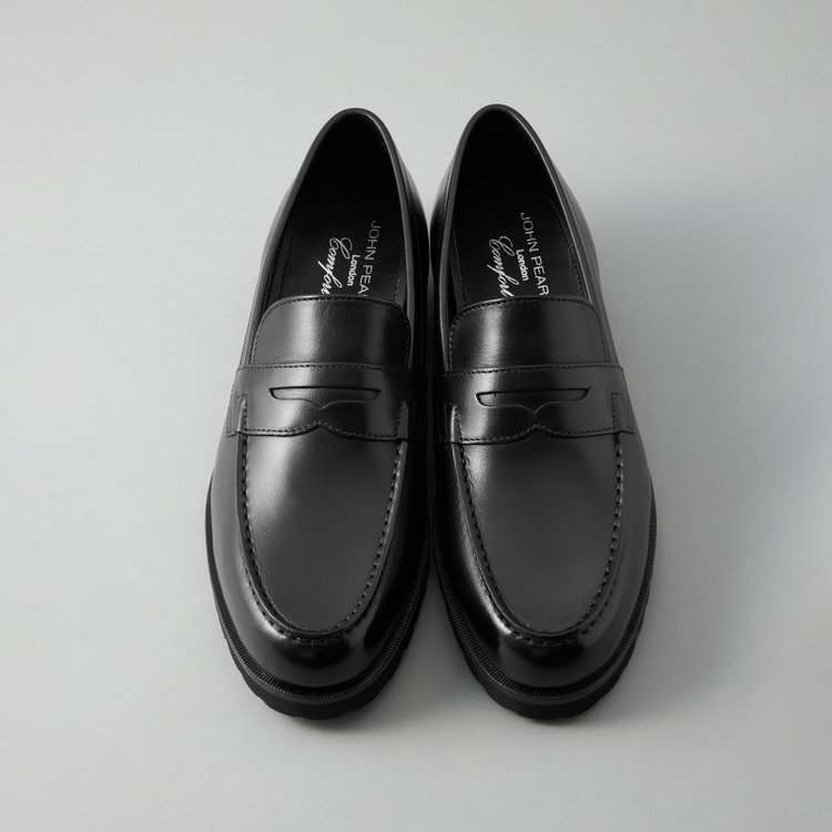 ジョンピアース 【JOHN PEARSE comfort】ペニーローファー/ブラック/LWG認証キップレザー※スムース/ セメント製法　 黒
