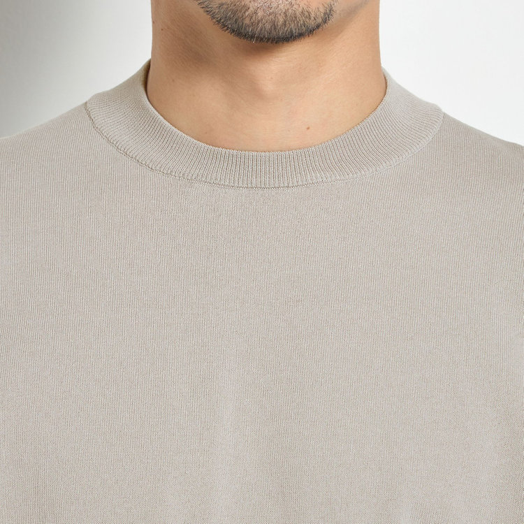 ジョンピアース 【JOHN PEARSE comfort navy】【半袖】ニットTシャツ/グレージュ グレー淡色