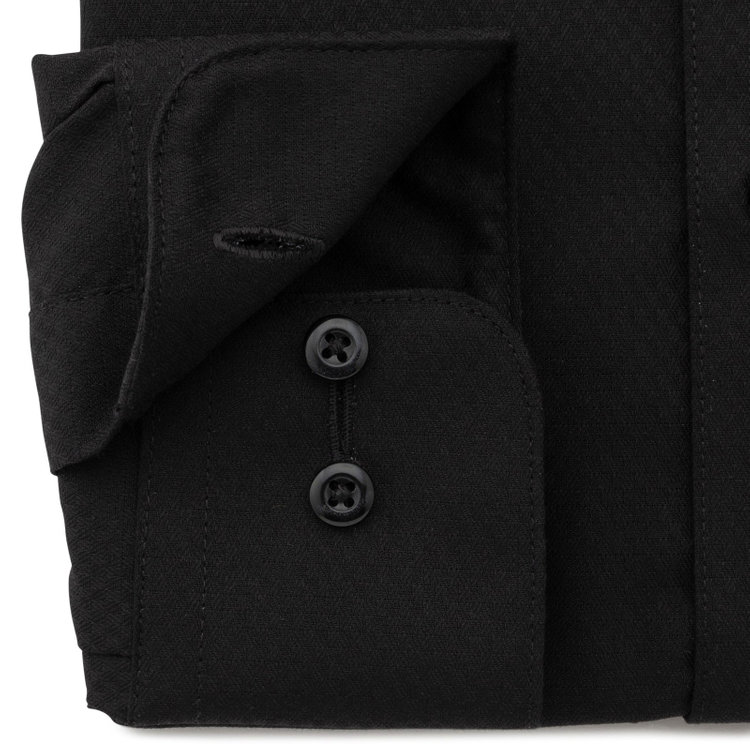 ジョンピアースブラック 【JOHN PEARSE Black】【SLIM】【形態安定】レギュラーカラーワイシャツ/ブラック×ドビー 黒