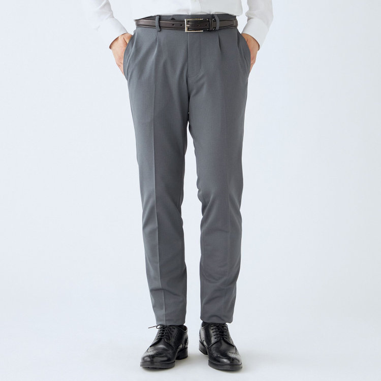 ＪＰ コンフォート 【JOHN PEARSE comfort navy】【春夏】機能性ポリエステル 1タックパンツ/グレー/ウエストシャーリング仕様/ULTRA MOVE/RIRANCHA/※裾上げ必要 グレー中間